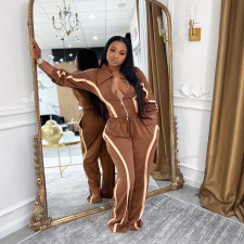 Contrast Color Long Sleeve Sport Two Piece Pants Set SFY-2815