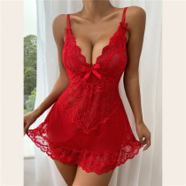 Sheer Lace Temptation Strapless Nightdress Set GJZY-2459