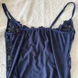 Lace-trimmed Lingerie Mesh Nightgown Set GJZY-3475