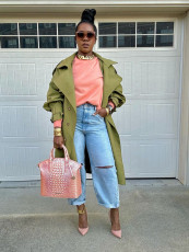 Loose Lapel Solid Color Long Coats SH-391425