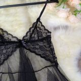 Mesh Deep V Neck Lace Strapless Nightgown GJZY-3721