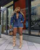 Casual Lapel Long Sleeve Denim Romper TR-1345