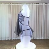 Mesh Deep V Neck Lace Strapless Nightgown GJZY-3721