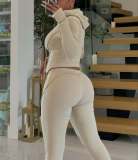 Solid Color Hooded Sport Two Piece Pants Set NYF-8198