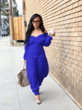 Solid Color V Neck Flare Jumpsuit SFY-780