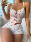 Plus Size Printed Bow-Tie Halter-Neck Shorts Loungewear Set GJZY-1240
