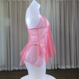 Mesh Deep V Neck Lace Strapless Nightgown GJZY-3721