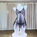 Mesh Deep V Neck Lace Strapless Nightgown GJZY-3721