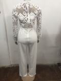 Lace Patchwork Long Sleeve Jumpsuit OSM-4493