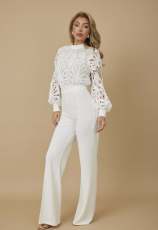 Lace Patchwork Long Sleeve Jumpsuit OSM-4493