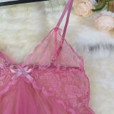 Mesh Deep V Neck Lace Strapless Nightgown GJZY-3721