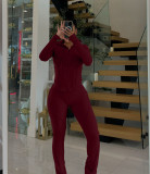 Solid Color Hooded Sport Two Piece Pants Set NYF-8198