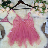 Mesh Deep V Neck Lace Strapless Nightgown GJZY-3721