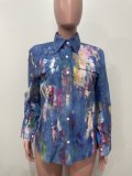 Casual Painted Long-Sleeve Shirt OLYF-6192