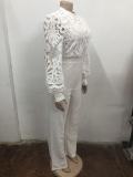 Lace Patchwork Long Sleeve Jumpsuit OSM-4493