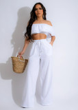 Solid Color Ruffles Fashion Two Piece Pants Set GTYZ-7366