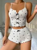 Plus Size Printed Bow-Tie Halter-Neck Shorts Loungewear Set GJZY-1240