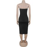Wrap Chest Solid Color Bandage Dress BY-7517