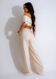 Solid Color Ruffles Fashion Two Piece Pants Set GTYZ-7366