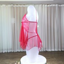 Mesh Deep V Neck Lace Strapless Nightgown GJZY-3721