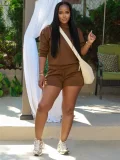 Solid Color Long Sleeve Shorts 2 Piece Set OY-6531