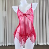 Mesh Deep V Neck Lace Strapless Nightgown GJZY-3721