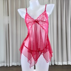 Mesh Deep V Neck Lace Strapless Nightgown GJZY-3721