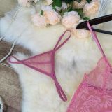 Mesh Deep V Neck Lace Strapless Nightgown GJZY-3721