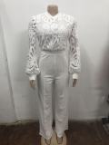 Lace Patchwork Long Sleeve Jumpsuit OSM-4493