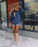 Casual Lapel Long Sleeve Denim Romper TR-1345