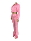 Fleece Hooded Sweatshirt Wide-Leg Pants Suit CH-25057
