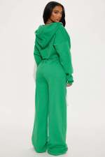Fashion Hooded Wide Leg Pants Two-piece Set YD-8831