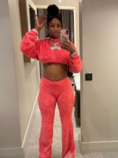 Solid Color Plush Long Sleeve Pants Suit GBGF-258302