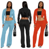 Casual Hooded Solid Color Two Piece Pants Set YD-8828