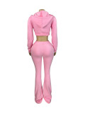 Fleece Hooded Sweatshirt Wide-Leg Pants Suit CH-25057
