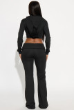 Casual Hooded Solid Color Two Piece Pants Set YD-8828