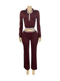 Fashion Sport Long Sleeve Two Piece Pants Set CH-25056