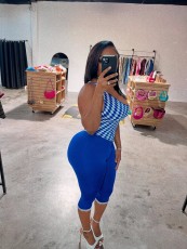 Plaid Print Slash Shoulder Two Piece Pants Set GBGF-258303