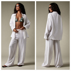 Casual Loose Wide Leg Pant 2 Piece Set YD-8830