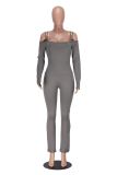 Off Shoulder Solid Color Jumpsuit GXYF-0488