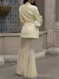Solid Color Mesh Two Piece Skirt Set AIL-332