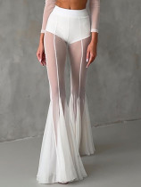 Hollow Out See Through Mesh Flare Pants SHD-9559