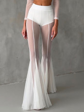 Hollow Out See Through Mesh Flare Pants SHD-9559