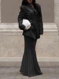 Solid Color Mesh Two Piece Skirt Set AIL-332