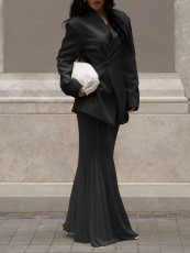 Solid Color Mesh Two Piece Skirt Set AIL-332