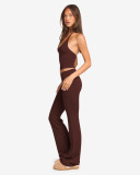 Fashion Solid Color Hallterneck Two Piece Pants Set YD-8829