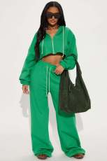 Fashion Hooded Wide Leg Pants Two-piece Set YD-8831