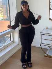 Fleece Hooded Sweatshirt Wide-Leg Pants Suit CH-25057