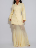 Solid Color Mesh Two Piece Skirt Set AIL-332
