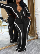 Stripe Long Sleeve Cardigan Two Piece Pants Set AIL-335